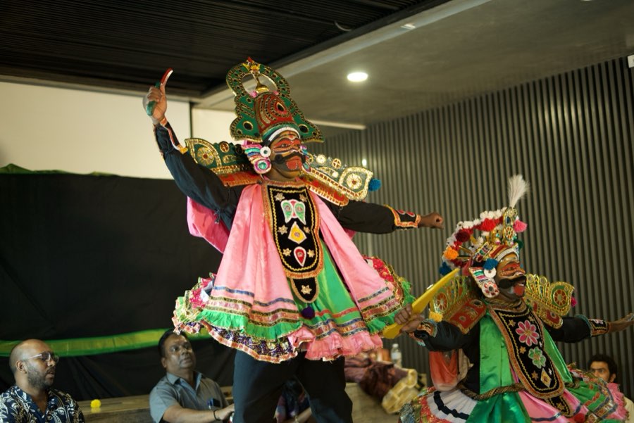 Therukoothu performers in full costume at the closing showcase
